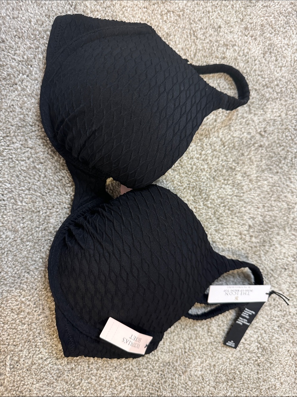 Victoria's Secret Black Textured Swim Top